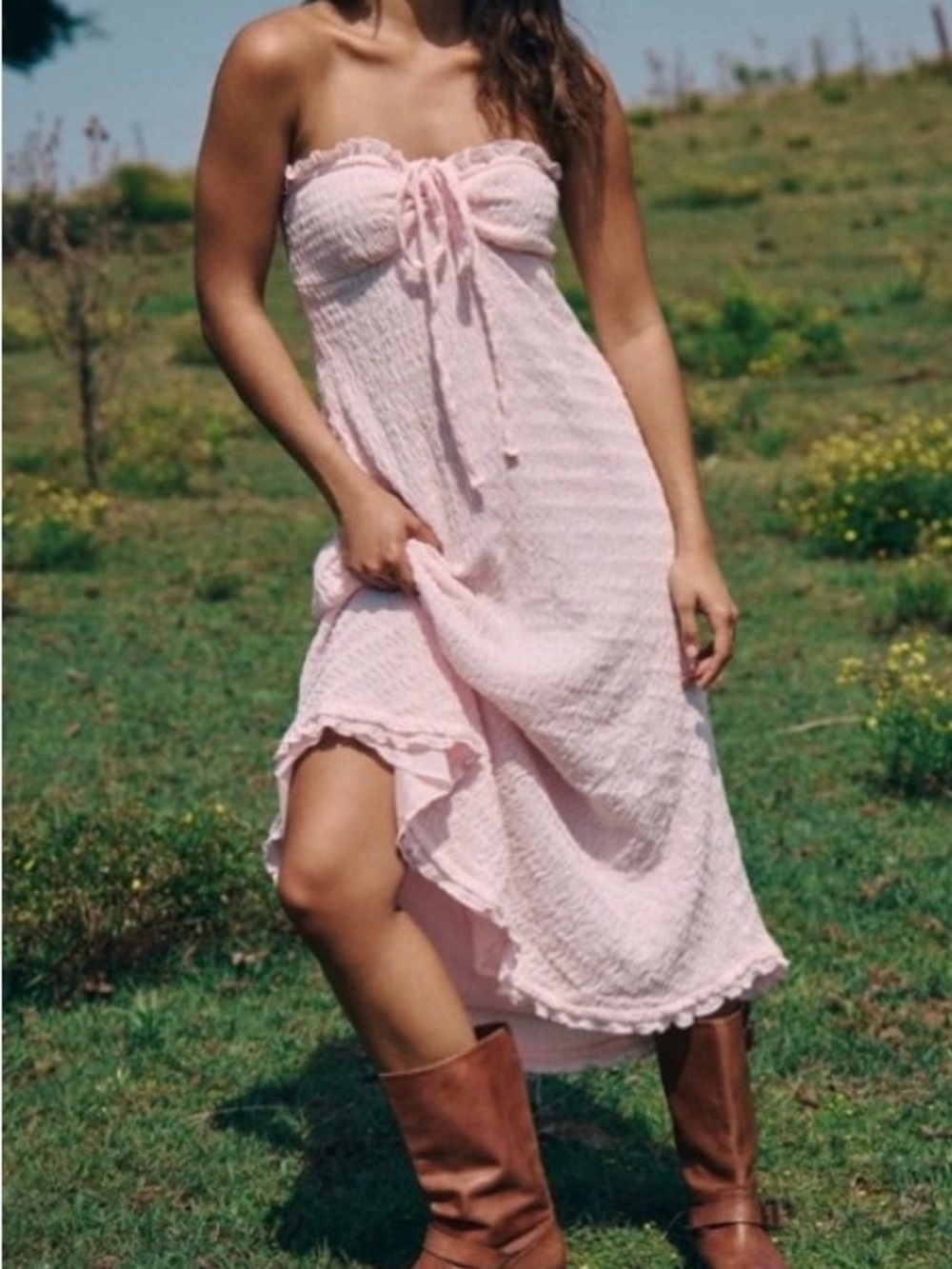 Free People Strapless Pale Pink Maxi Dress Amelia dress